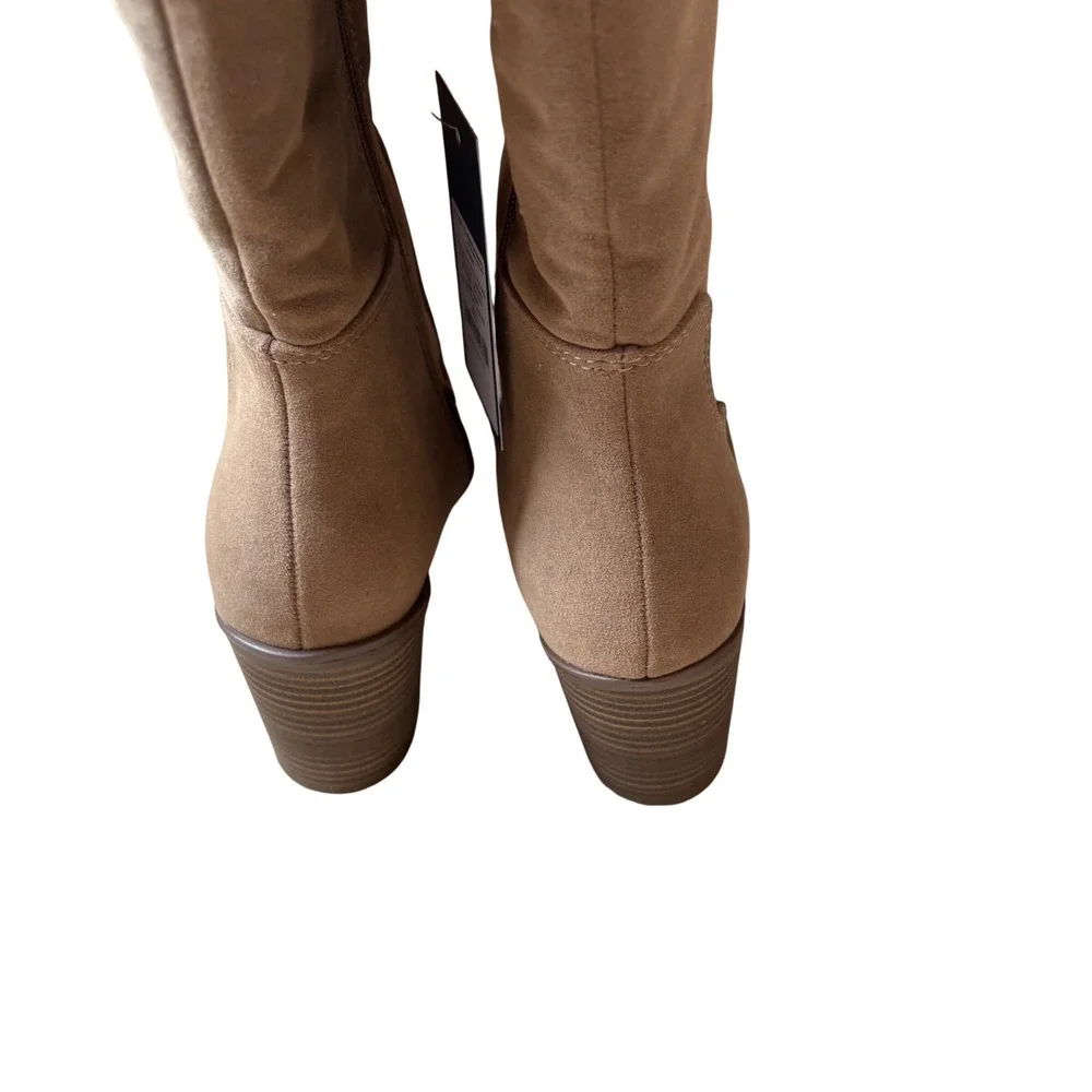 Universal Thread May Tan Faux Suede Tall Block Heel Boots‎ Size 8.NWT